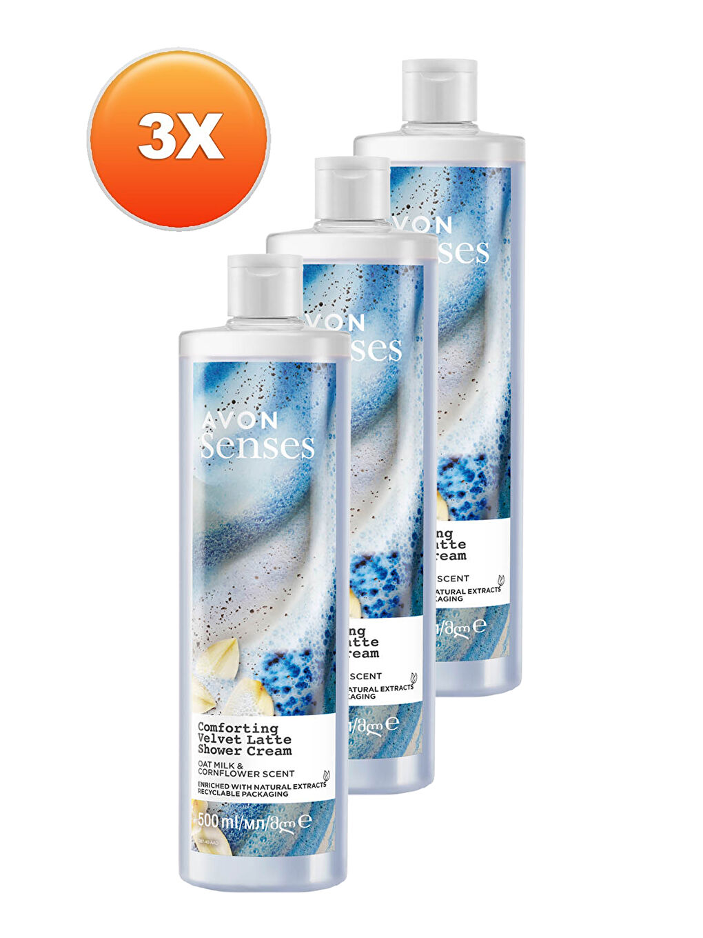 AVON Renksiz Senses Rahatlatıcı Yulaf Sütü ve Peygamber Çiçeği Duş Kremi 500 Ml. Üçlü Set - 1