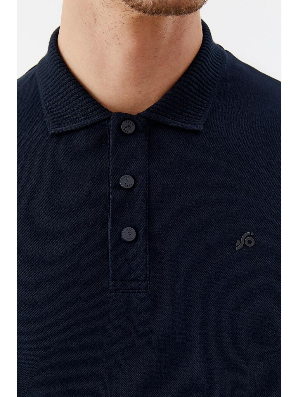Lacivert Standart Fit %100 Pamuk Polo Yaka Erkek Tişört-3