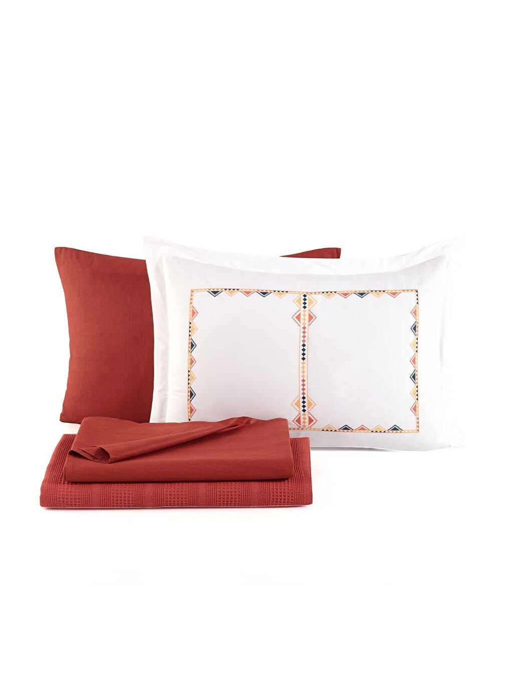 Kahverengi Pamuk Pike Seti Çift Kişilik 6 Parça Marcia Tarçın-2