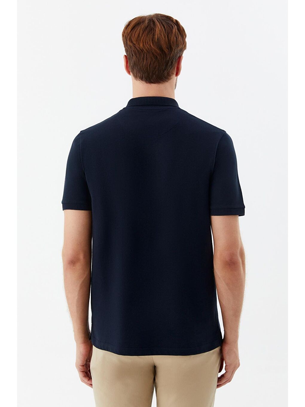 Lacivert Standart Fit %100 Pamuk Polo Yaka Erkek Tişört-4