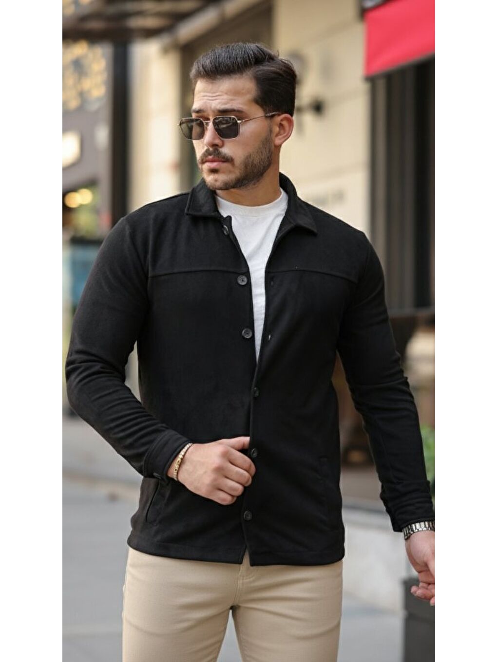 Siyah Erkek Süet Ceket Gömlek-1
