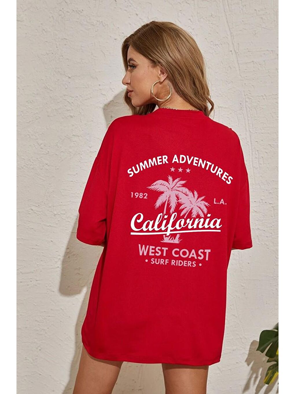 uyguntarz Kırmızı Unisex California Baskılı T-shirt