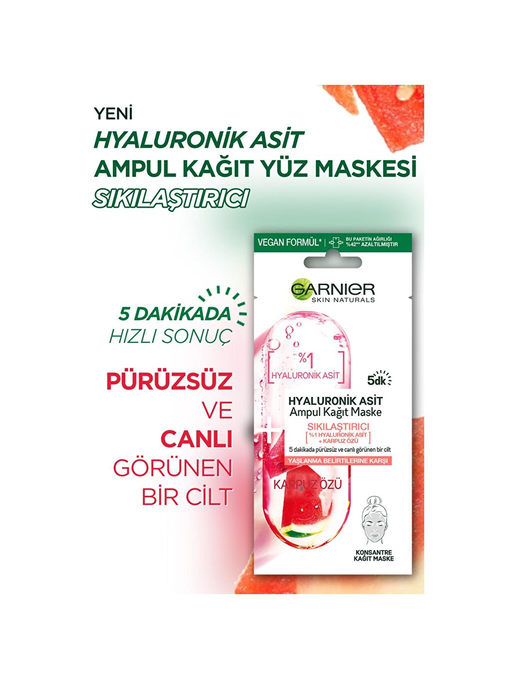 GARNIER Şeffaf Hyaluronik Asit Sıkılaştırıcı Ampul Kağıt Maske - 8