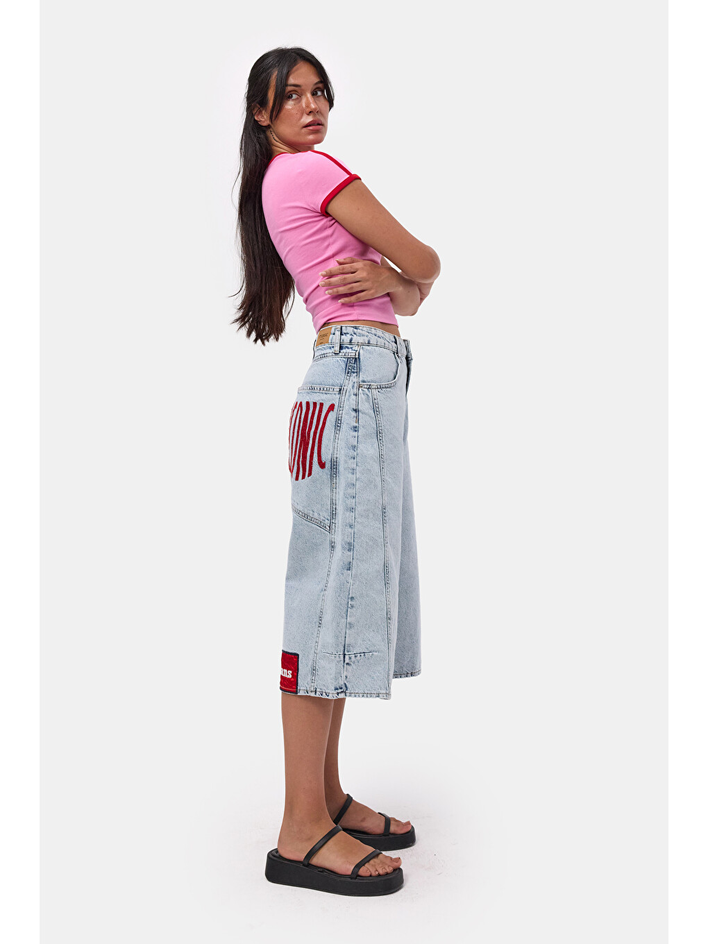 Mavi Kadın Ice 3s6-3 Mega Baggy Fit Paça ve Cep Detaylı Özel Tasarım Denim Şort-5