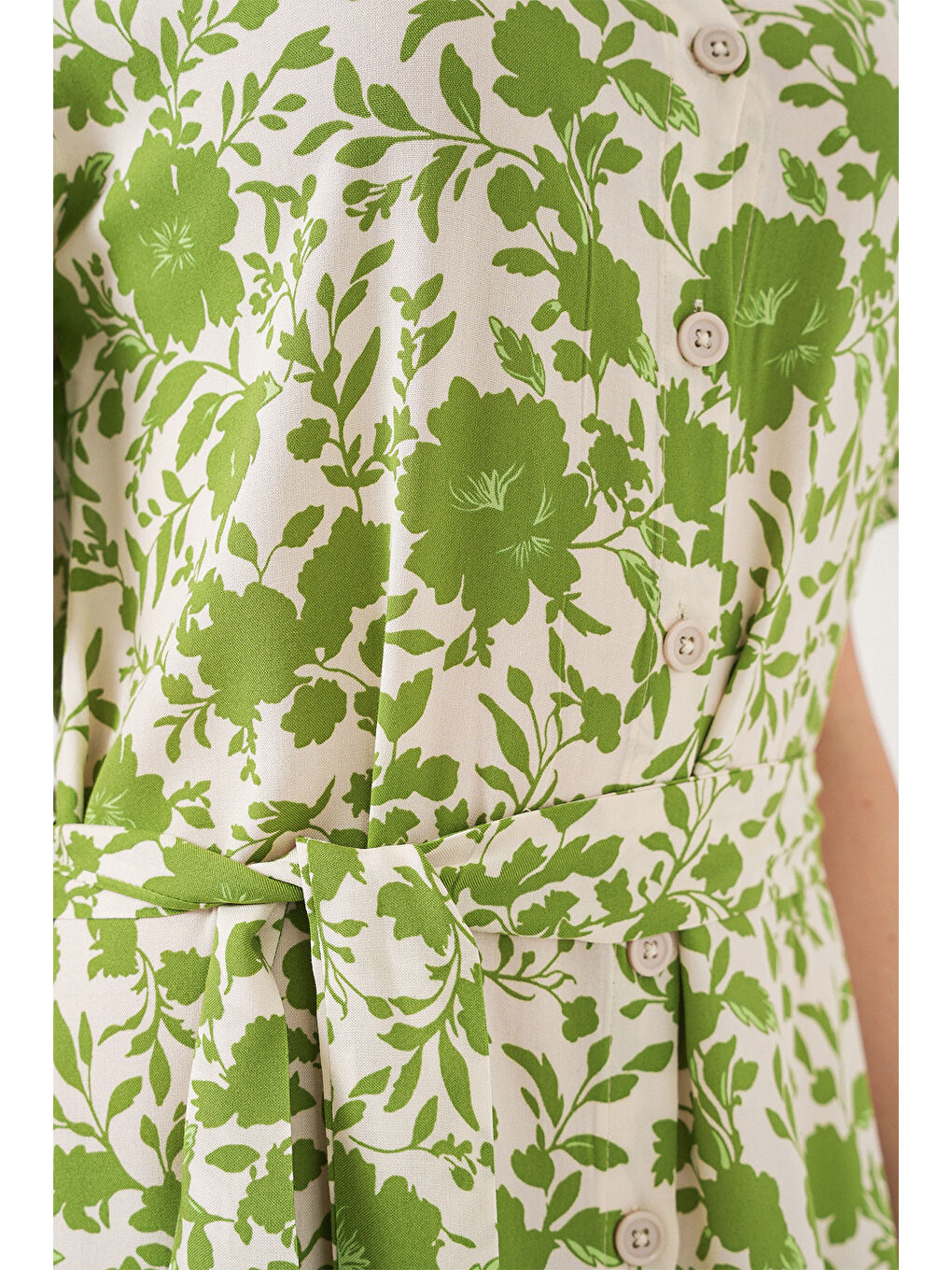 Kadın Kısa Kol Desenli Elbise 2560 - E.Yeşil-4