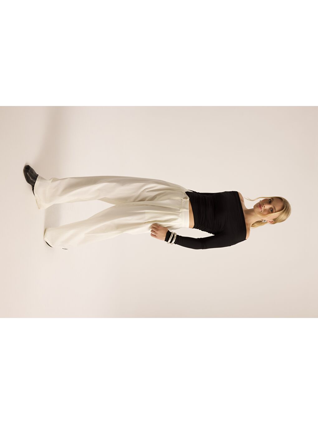 Mandy Kemer Detay Ekru Palazzo Pantolon-2