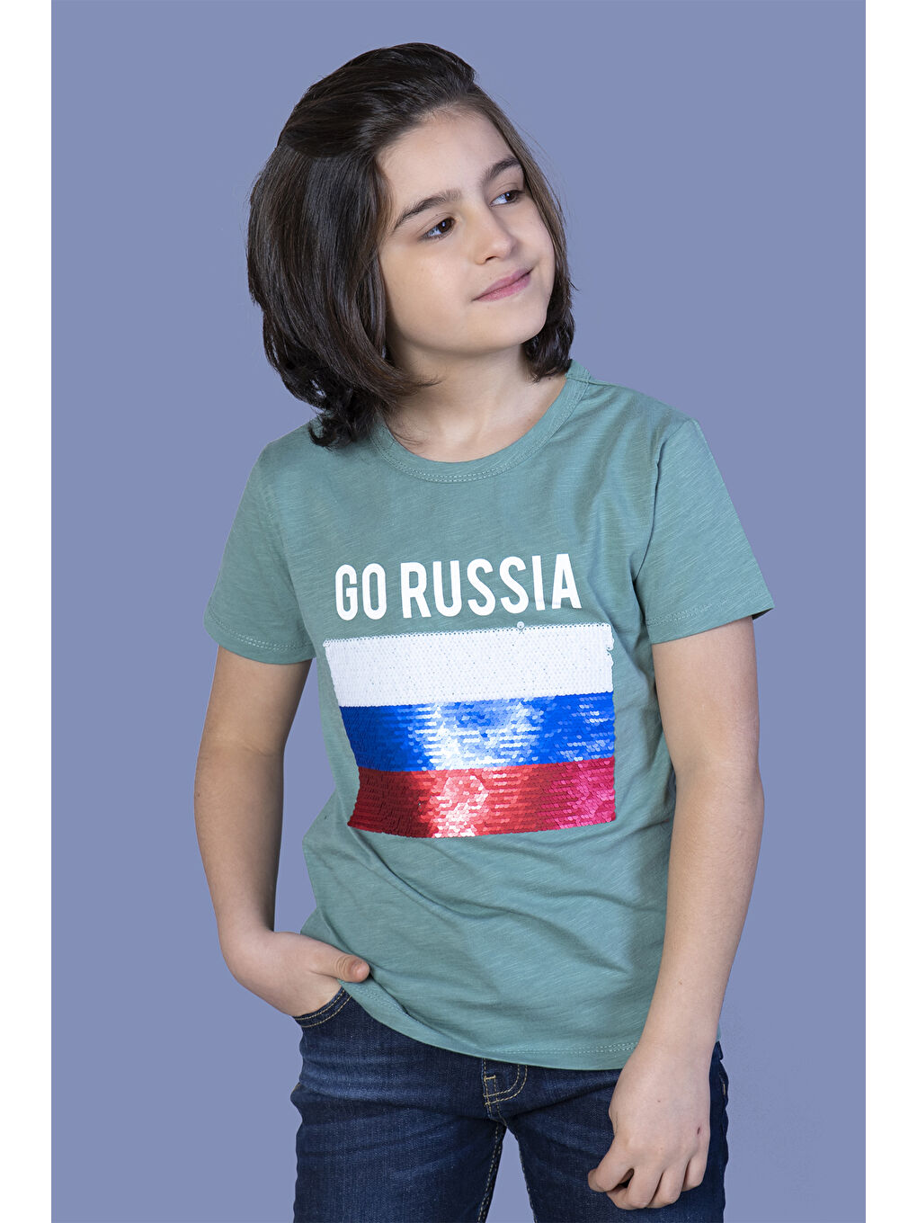 Toontoykids Yeşil Erkek Çocuk Go Russia Nakışlı Tişört