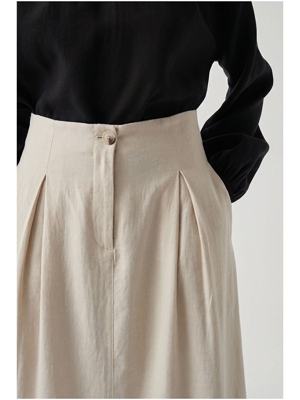 Bej Taş-Pile Detaylı Etek-3