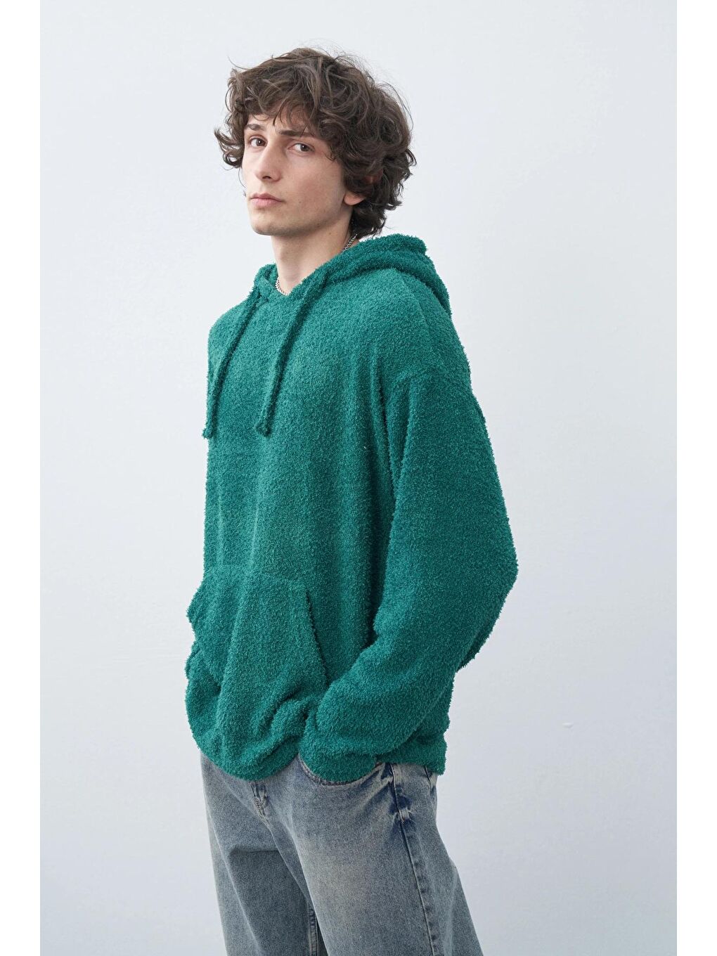 VAMOSCLO Açık Yeşil Nefti Kapüşonlu Oversize Hoodie - 3