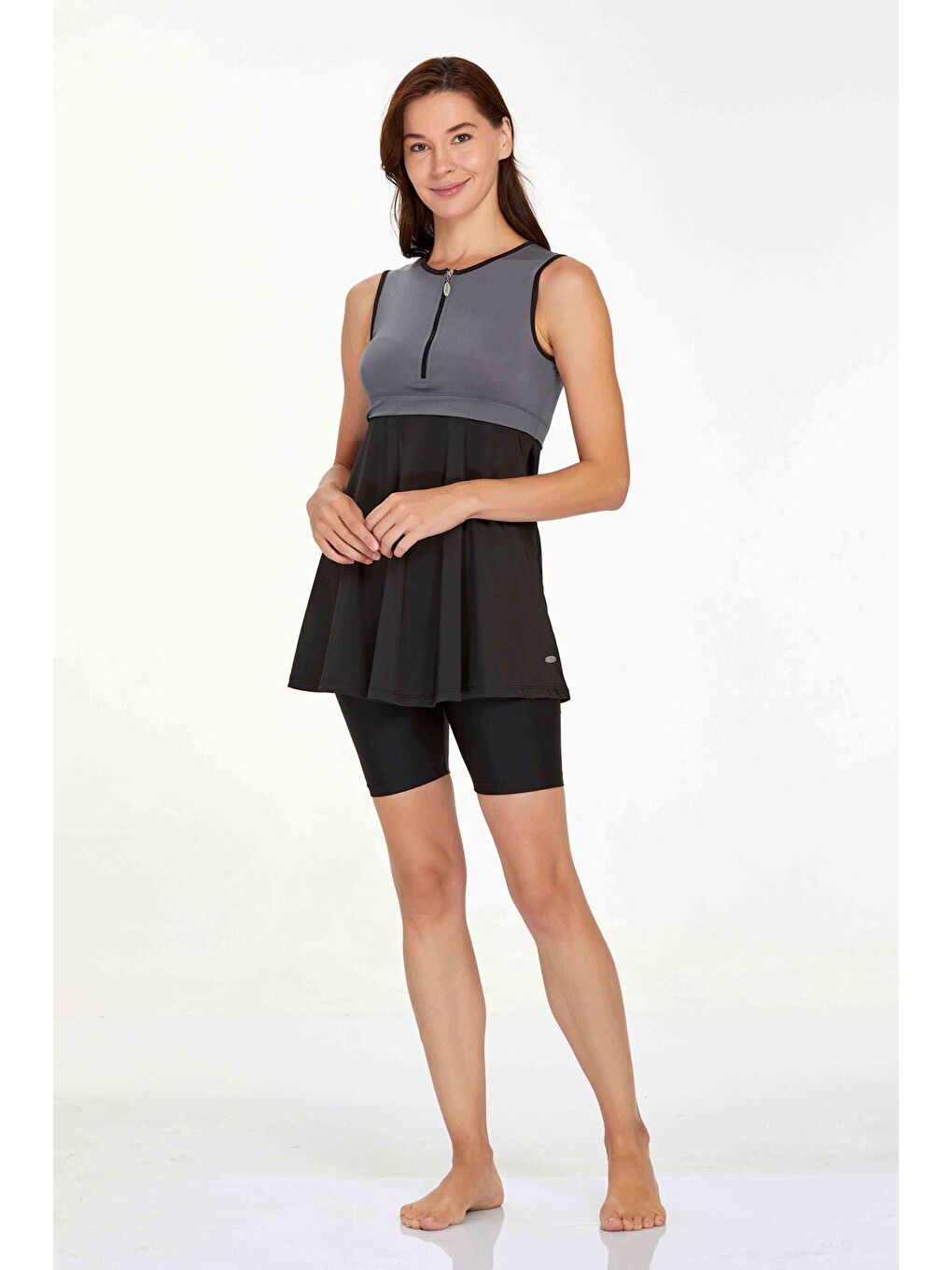 Sıfır Kol Yarı Kapalı Mayo Arlet 3927 Antrasit-1