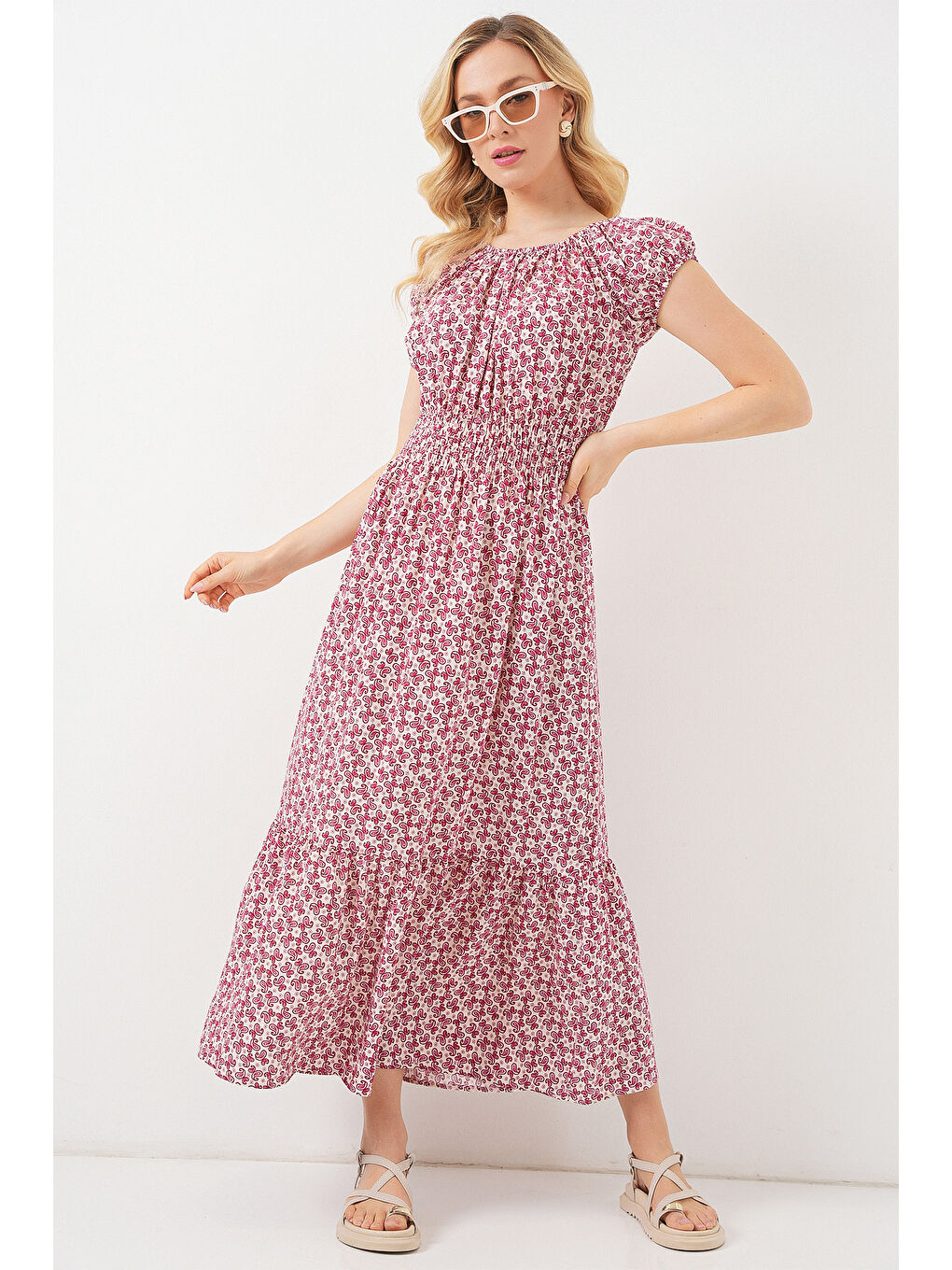 Kadın Yakası Büzgü Detaylı Elbise 2544 - Kırmızı-3