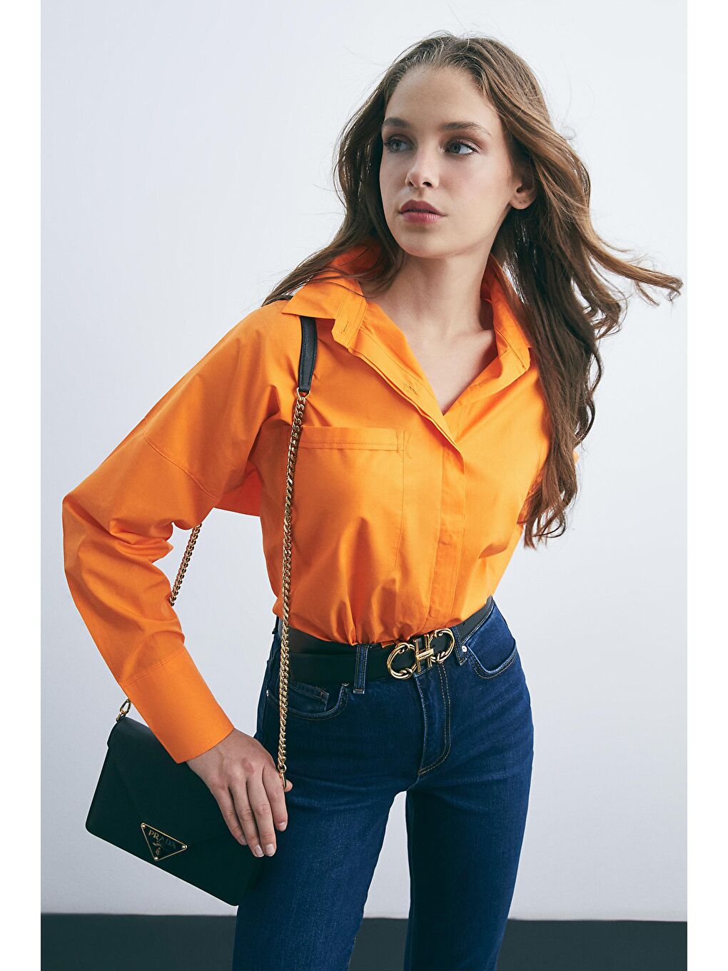 Turuncu Dokuma Gömlek-1