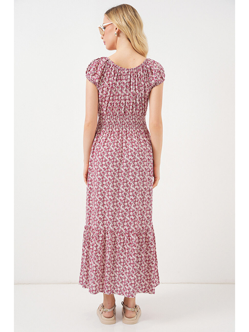 Kadın Yakası Büzgü Detaylı Elbise 2544 - Kırmızı-5