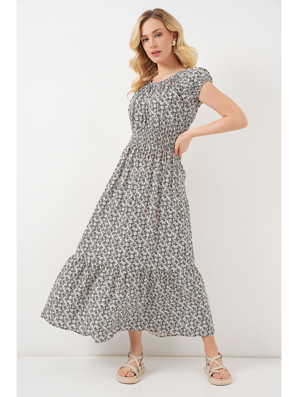 Kadın Yakası Büzgü Detaylı Elbise 2544 - Siyah-2