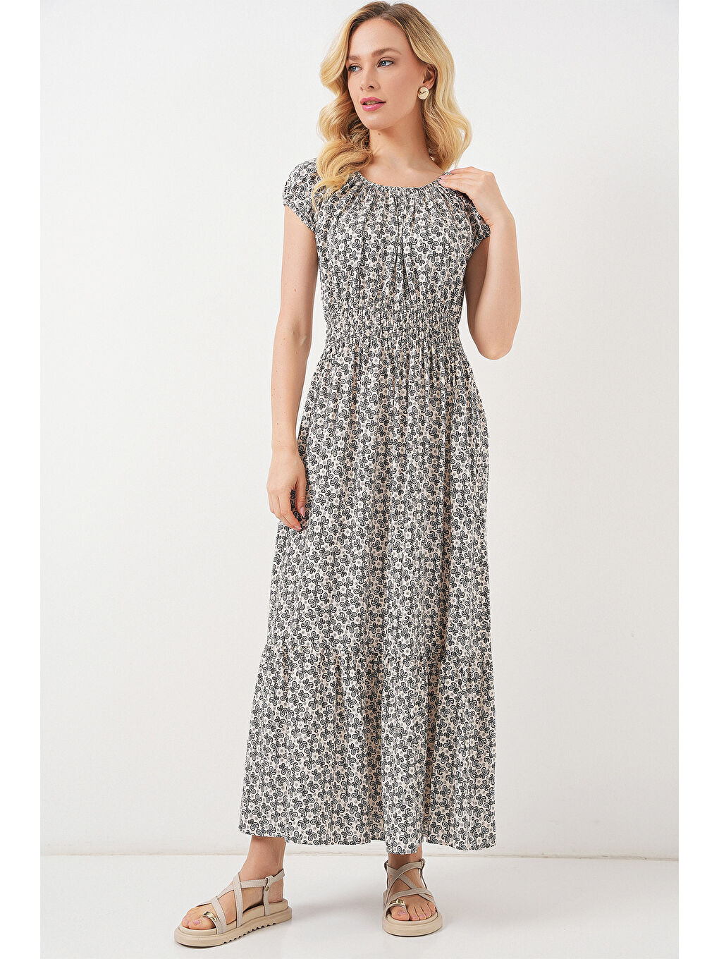 Kadın Yakası Büzgü Detaylı Elbise 2544 - Siyah-3