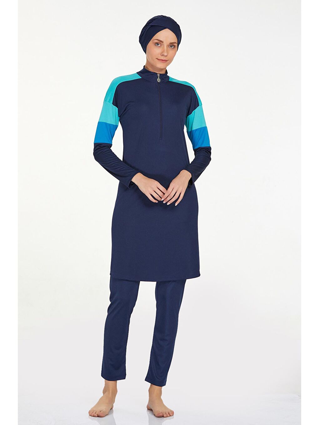 Elastanlı Tam Kapalı Tesettür Mayo Merlın 9241 Koyu Lacivert
