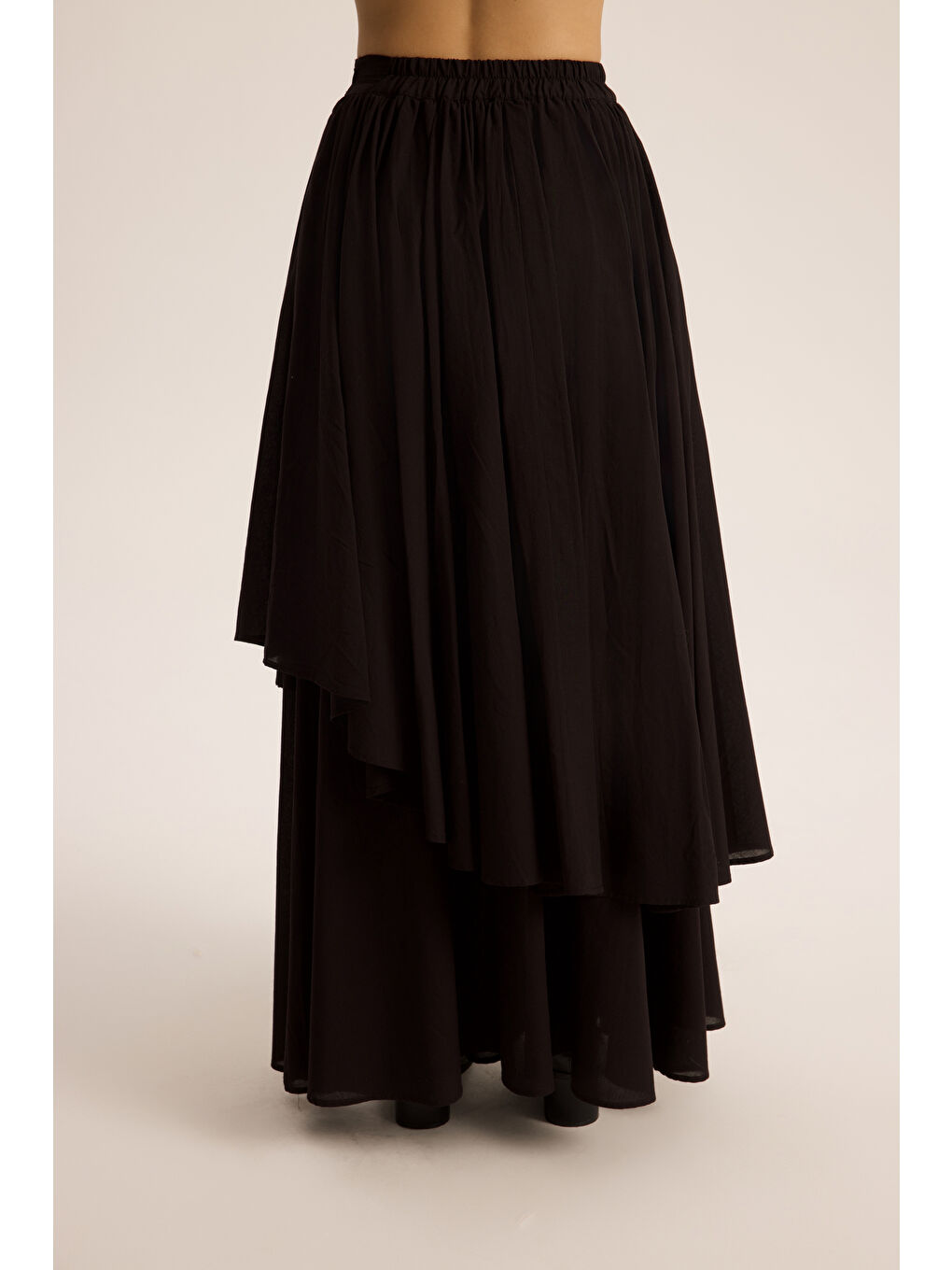Kevin Çift Kat Siyah Uzun Etek-4