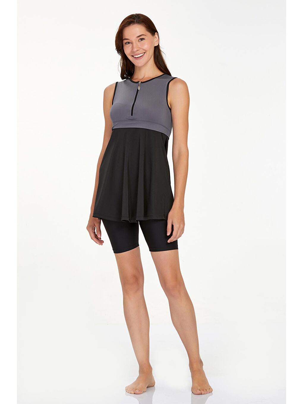 Sıfır Kol Yarı Kapalı Mayo Arlet 3927 Antrasit-4