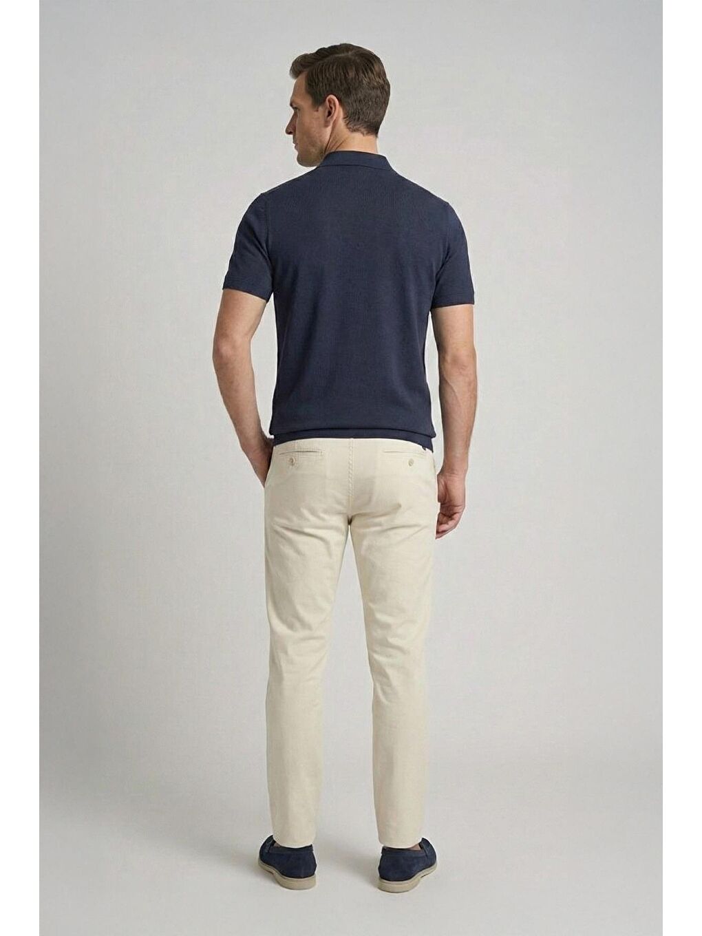 Giotelli Lacivert Standart Fit %100 Pamuklu Polo Yaka Armürlü Tişört-2