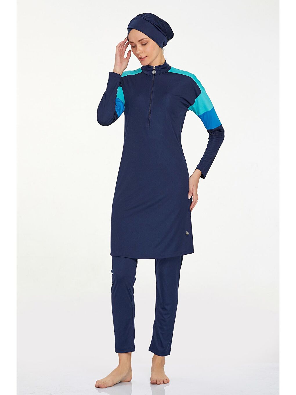 Elastanlı Tam Kapalı Tesettür Mayo Merlın 9241 Koyu Lacivert-2