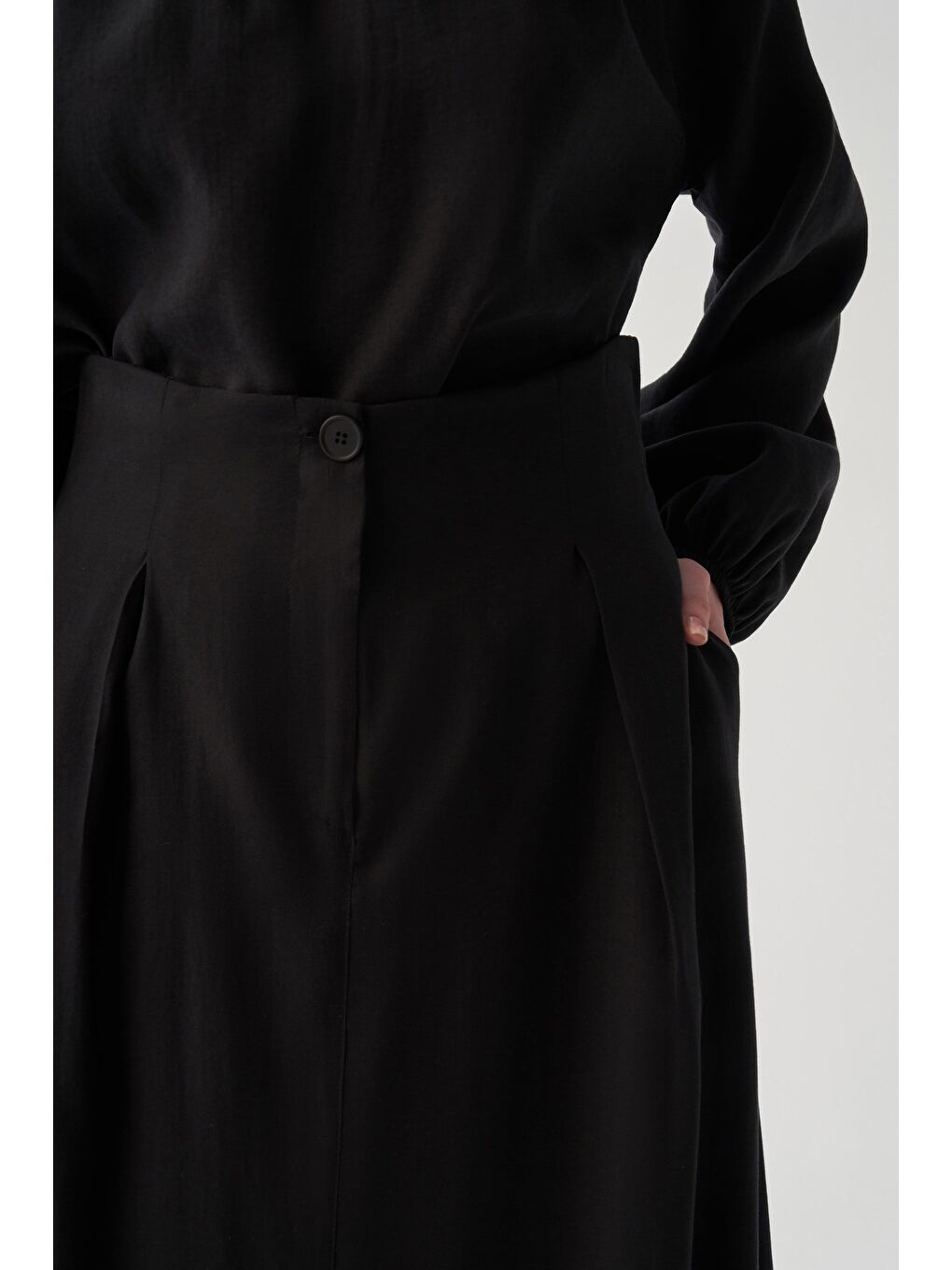 Siyah-Pile Detaylı Etek-4