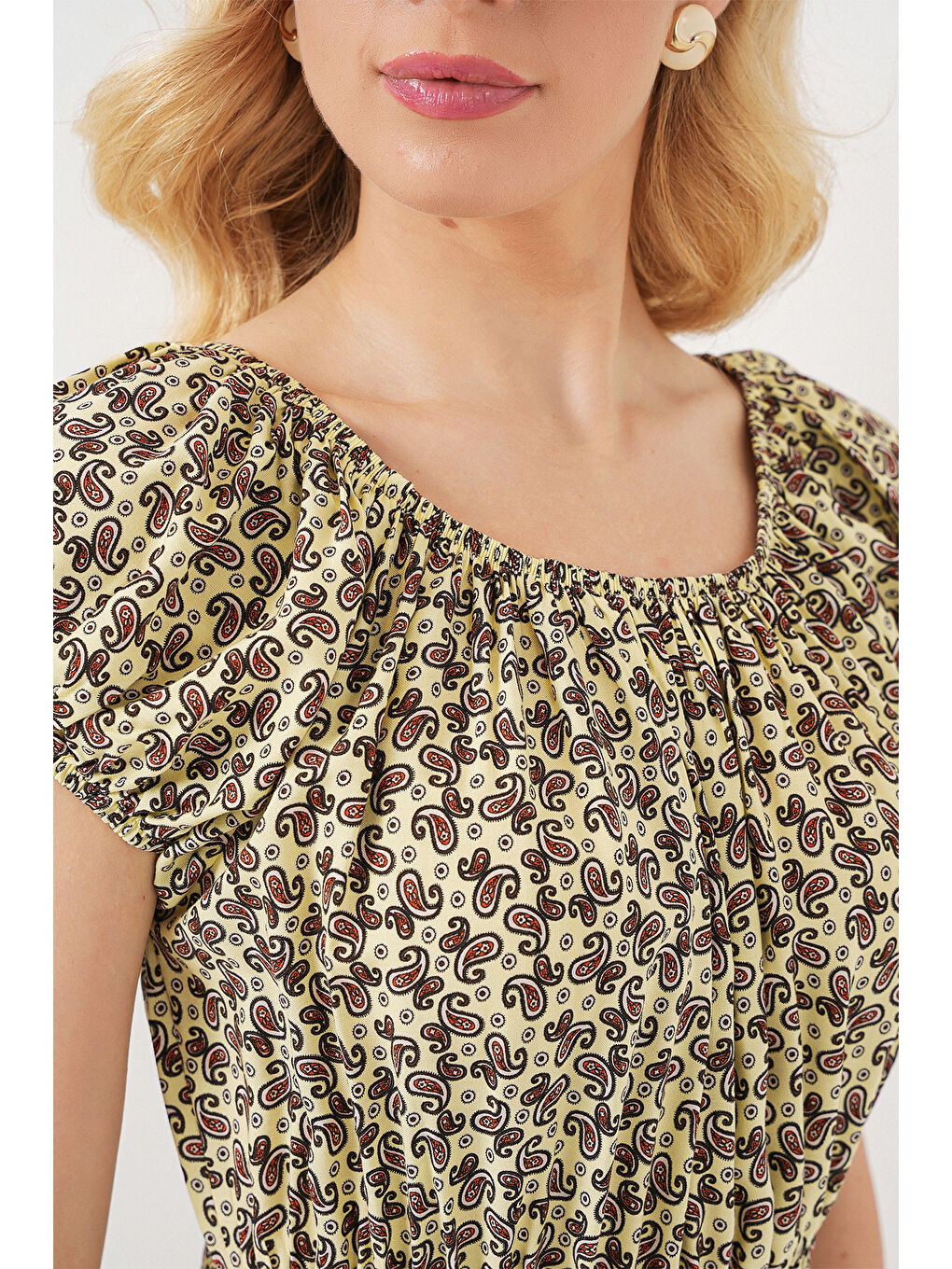 Kadın Yakası Büzgü Detaylı Elbise 2544 - Yağ Yeşil-4