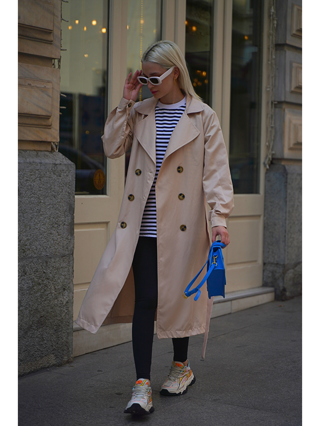 Bej Uzun Kadın Trençkot Mg1928-1