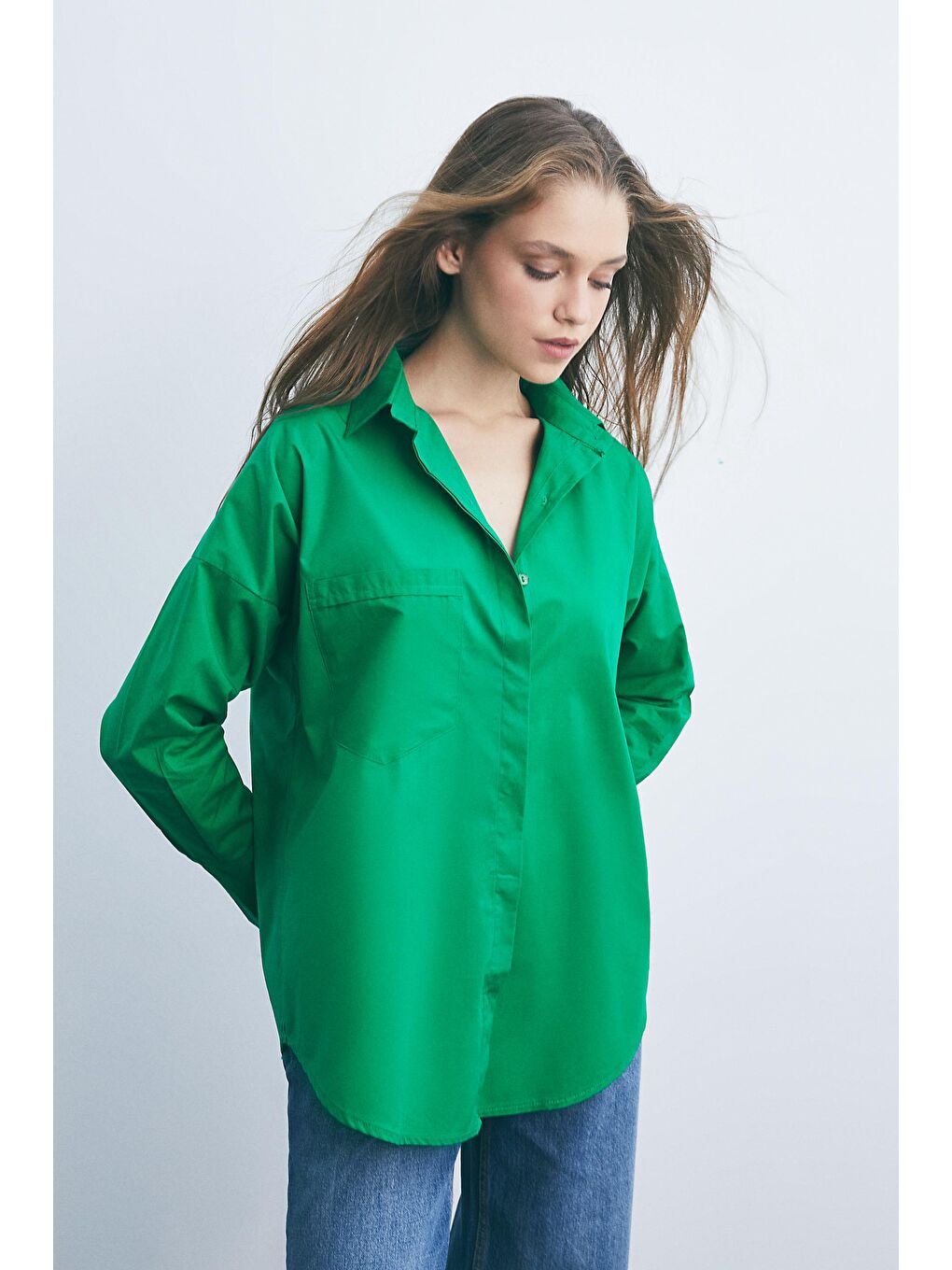 Koyu Yeşil Dokuma Gömlek