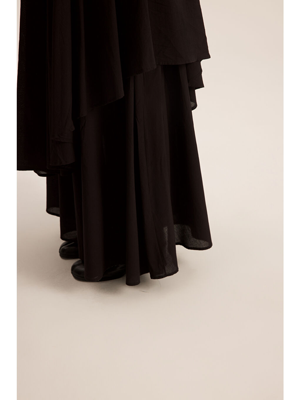 Kevin Çift Kat Siyah Uzun Etek-7