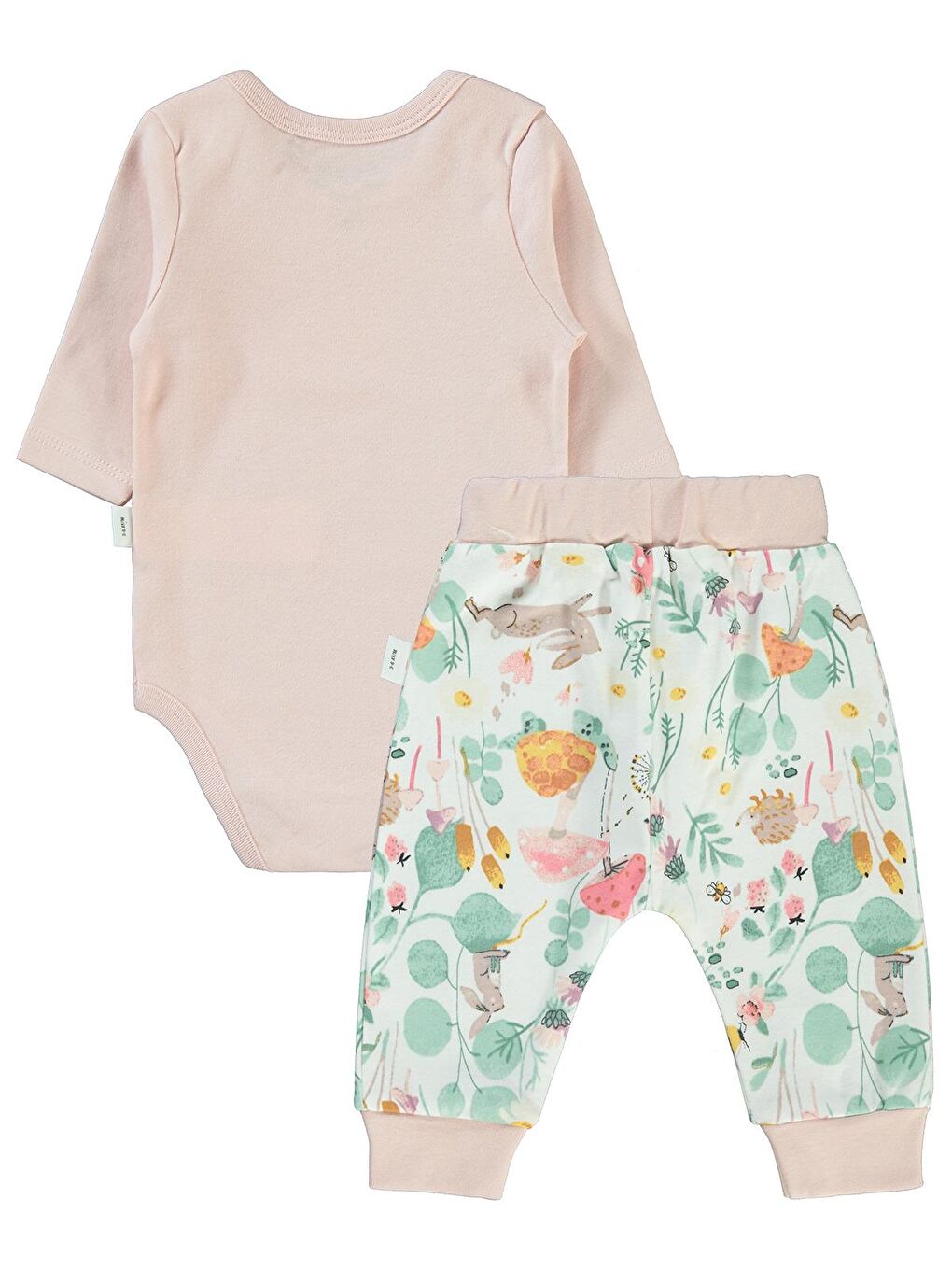 Pembe Baby Kız Bebek 3'lü Takım 3-12 Ay Pudra-1