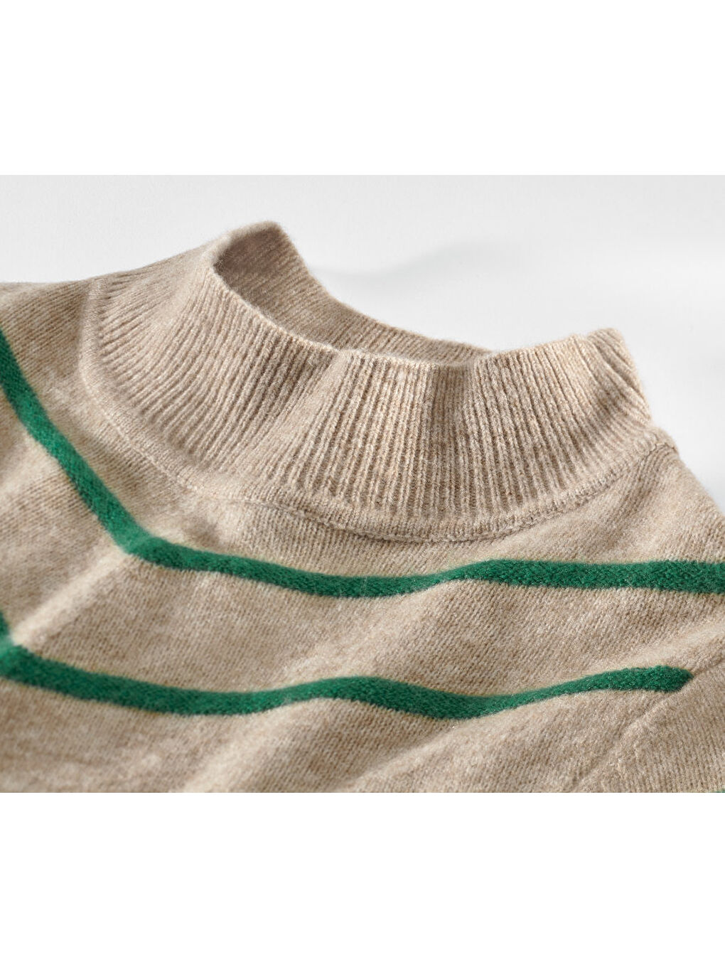 Kadın Örgü Kazak, Krem/Yeşil-4
