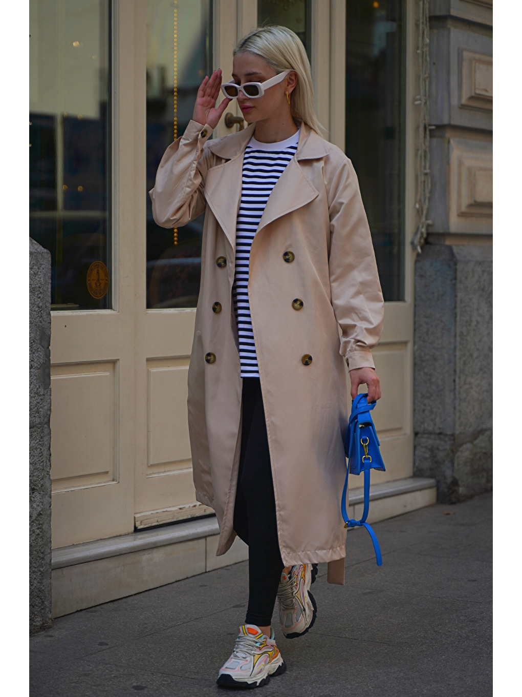 Bej Uzun Kadın Trençkot Mg1928-2