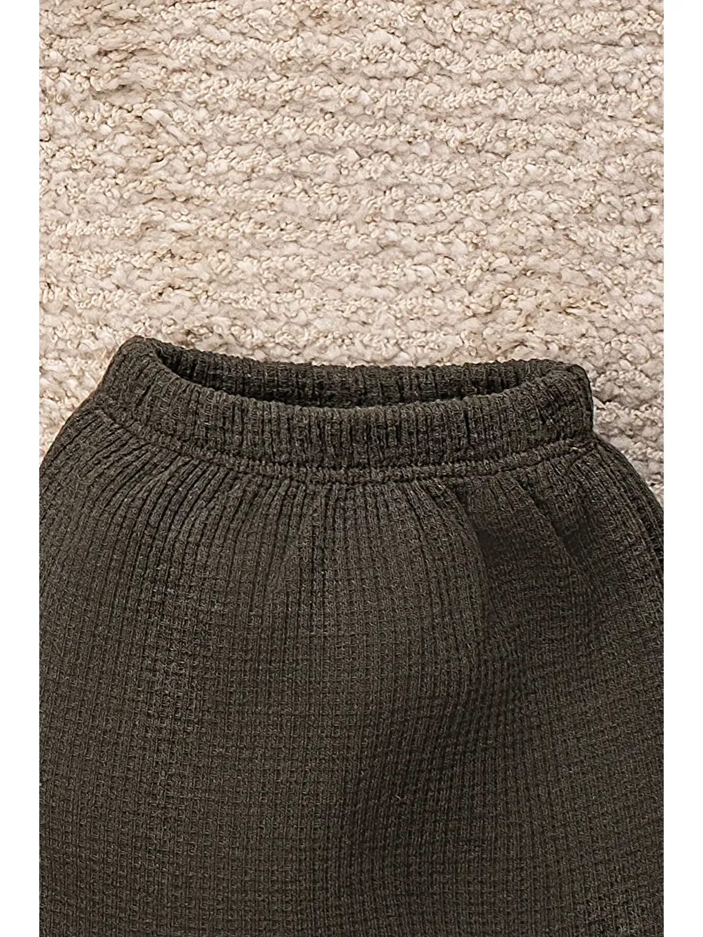 Haki Waffle Kumaş Organik Pamuk Ayıcık Kulaklı Şapkalı Kutulu 5’li Hastane Çıkış Seti-3