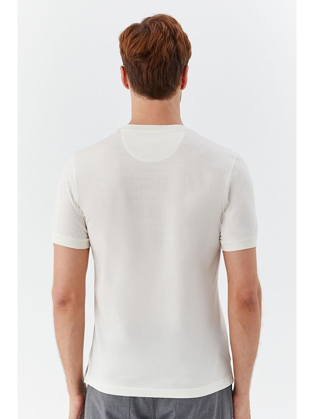 Kahverengi Desenli Bisiklet Yaka Erkek T-Shirt Latte-3