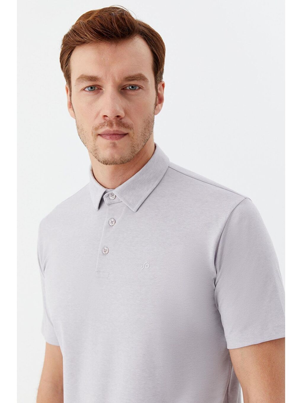 Erkek Gri Standart Fit Polo Yaka Tişört – Kısa Kollu-3
