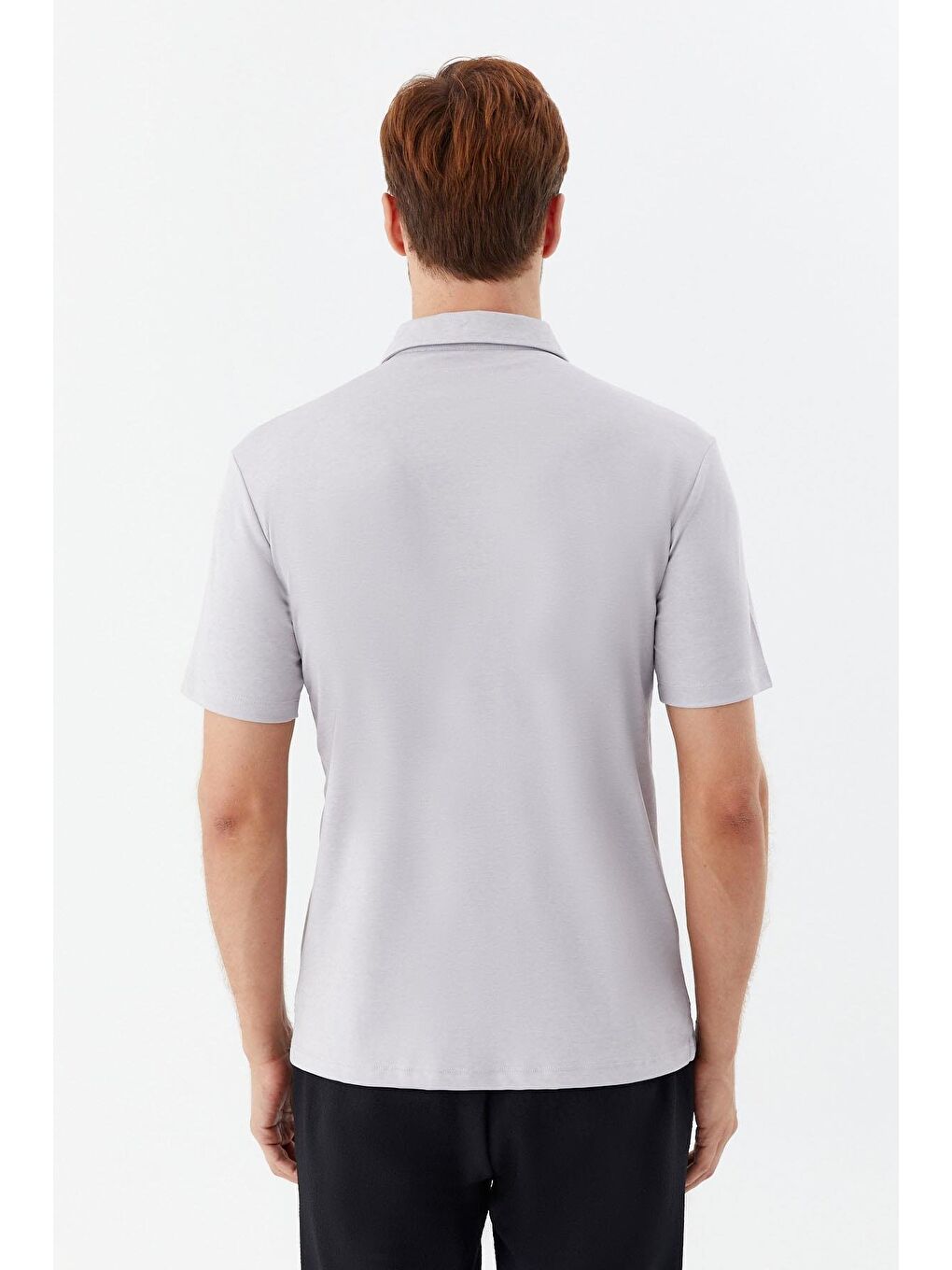 Erkek Gri Standart Fit Polo Yaka Tişört – Kısa Kollu-4