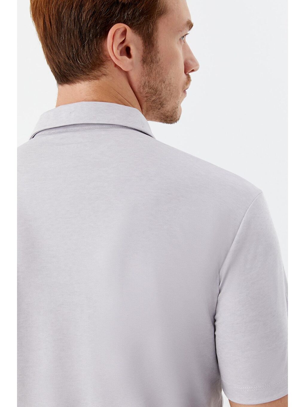 Erkek Gri Standart Fit Polo Yaka Tişört – Kısa Kollu-5