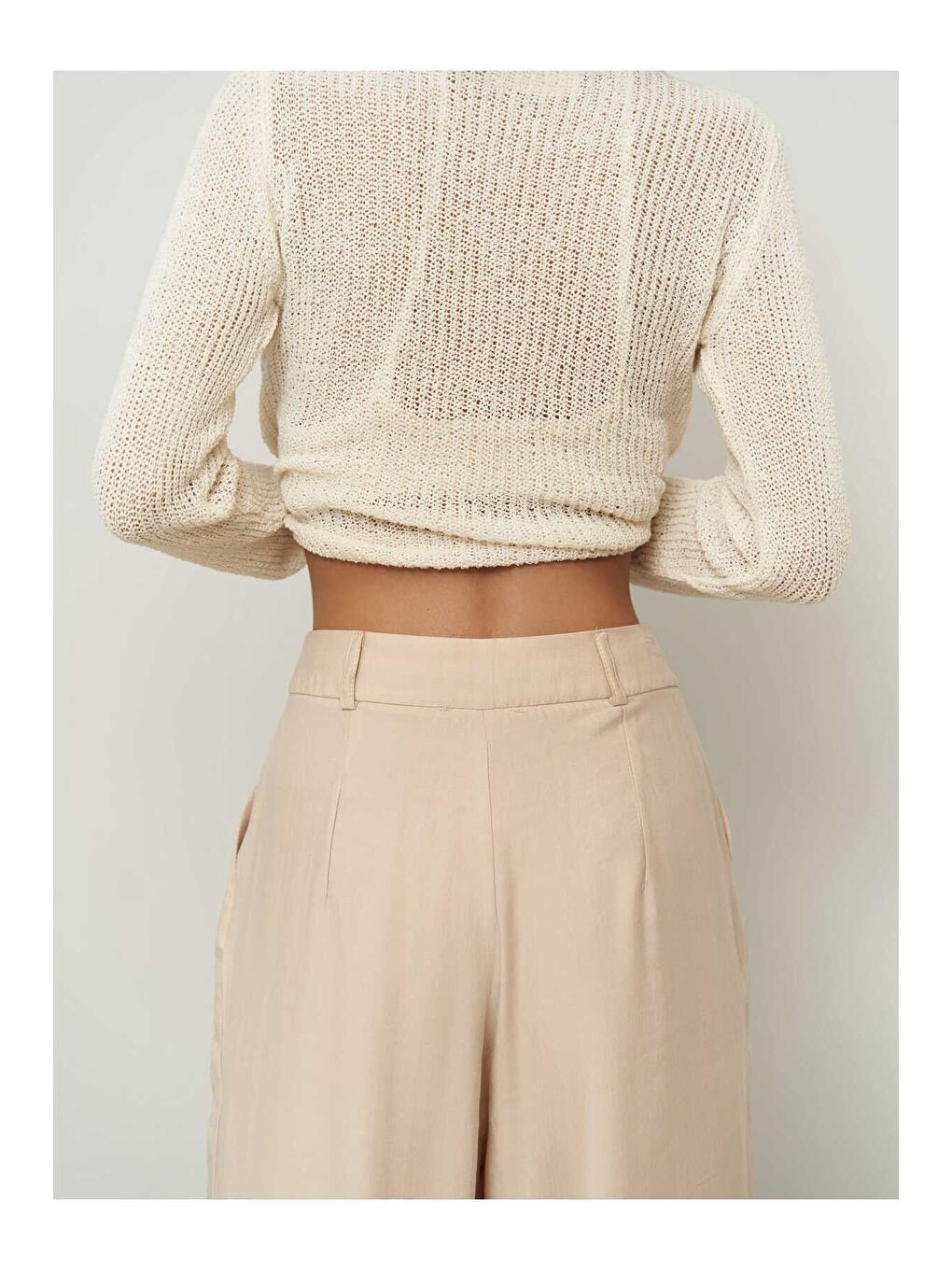 Tessa Lyocell Bej Palazzo Pantolon-3