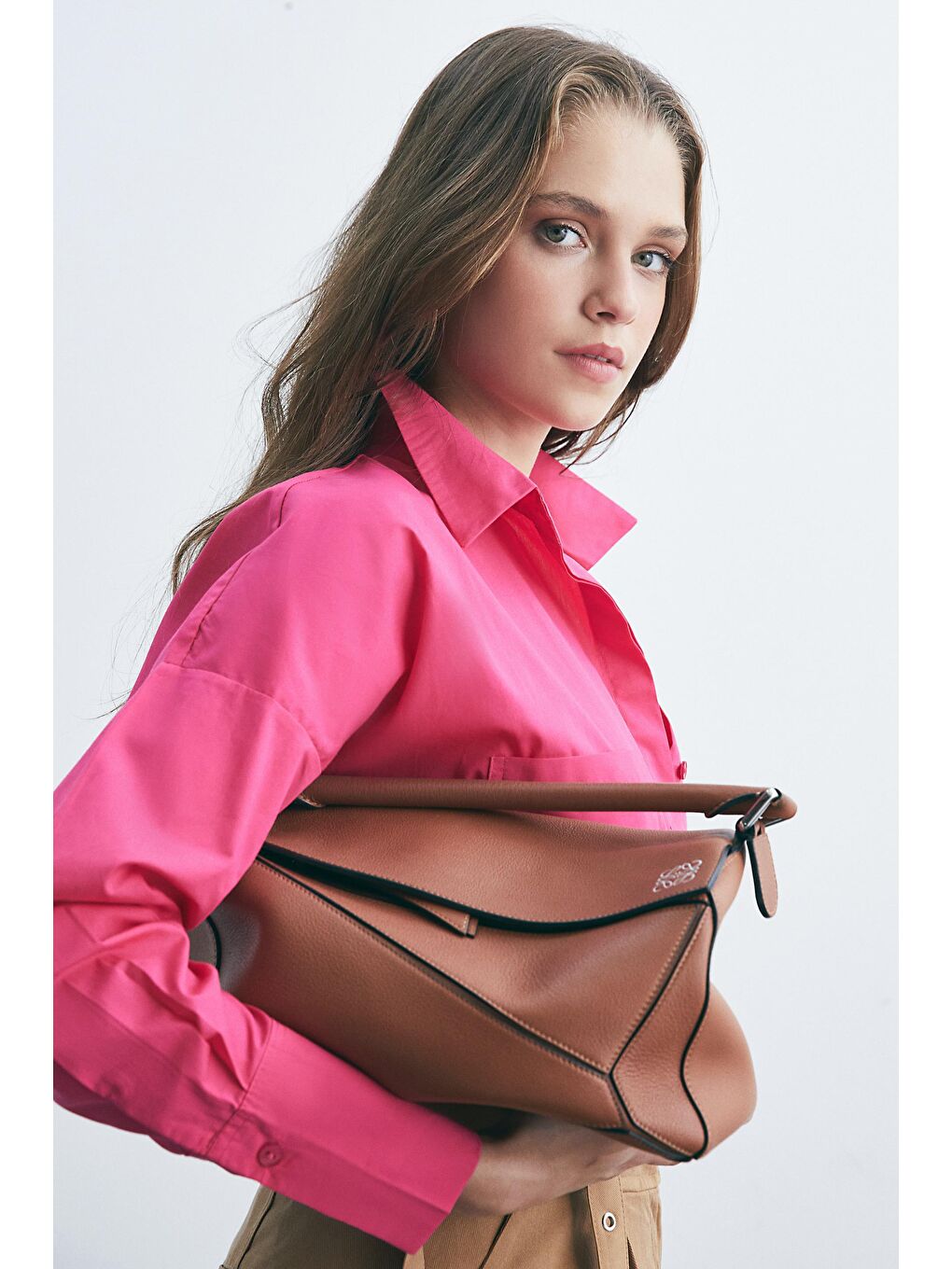 Fuşya, Pamuk Poplin Dokuma Gömlek-2