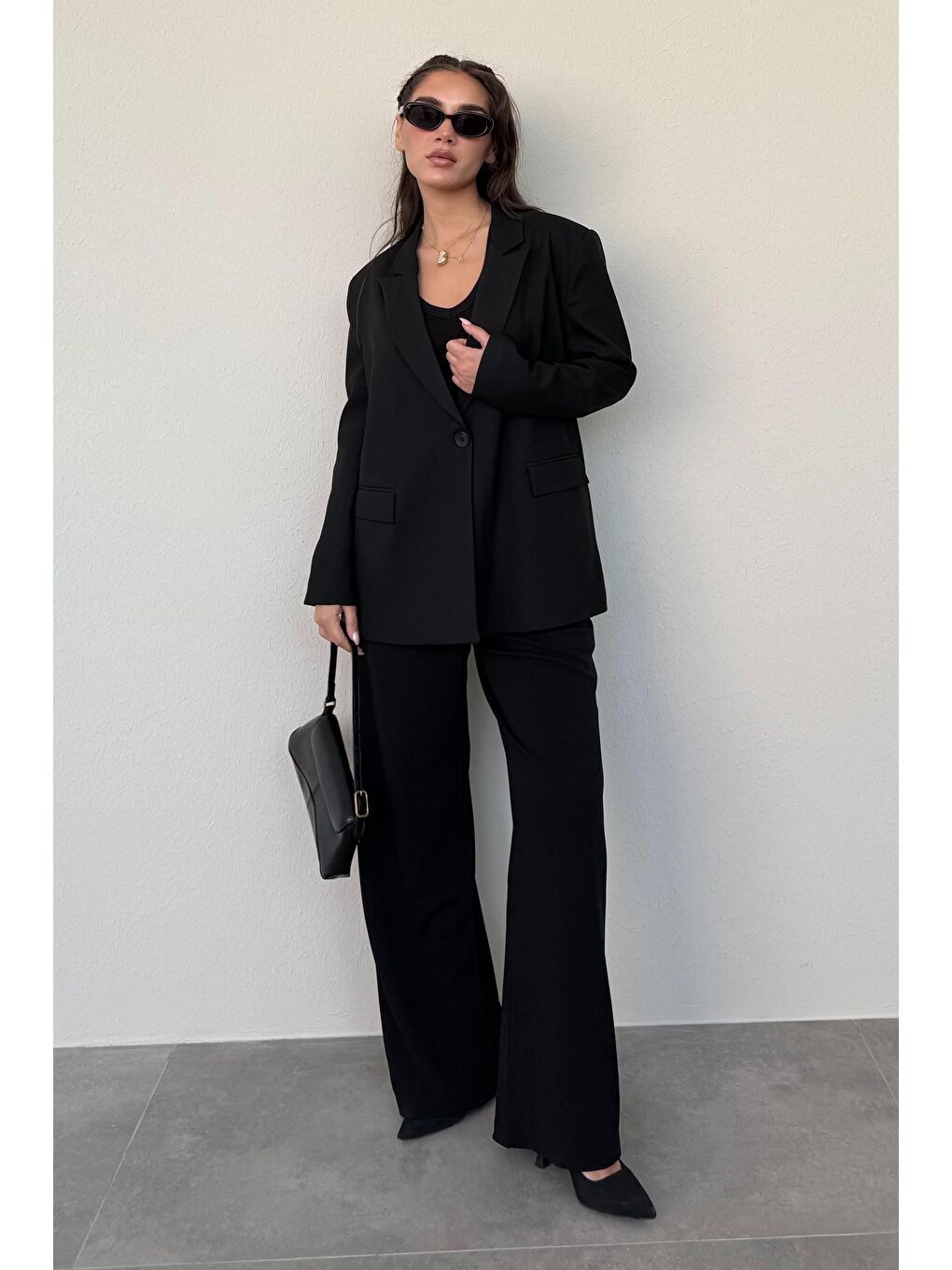 Siyah Oversize Blazer Kadın Ceket Mg2445-1