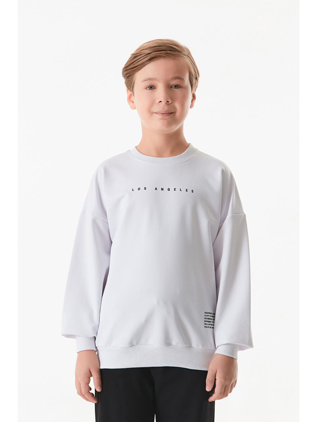 Fullamoda Beyaz Los Angeles Baskılı Erkek Çocuk Sweatshirt - 4