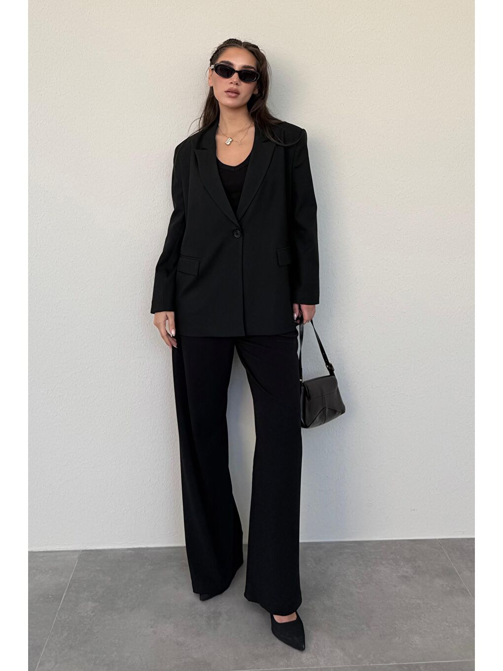 Siyah Oversize Blazer Kadın Ceket Mg2445-3