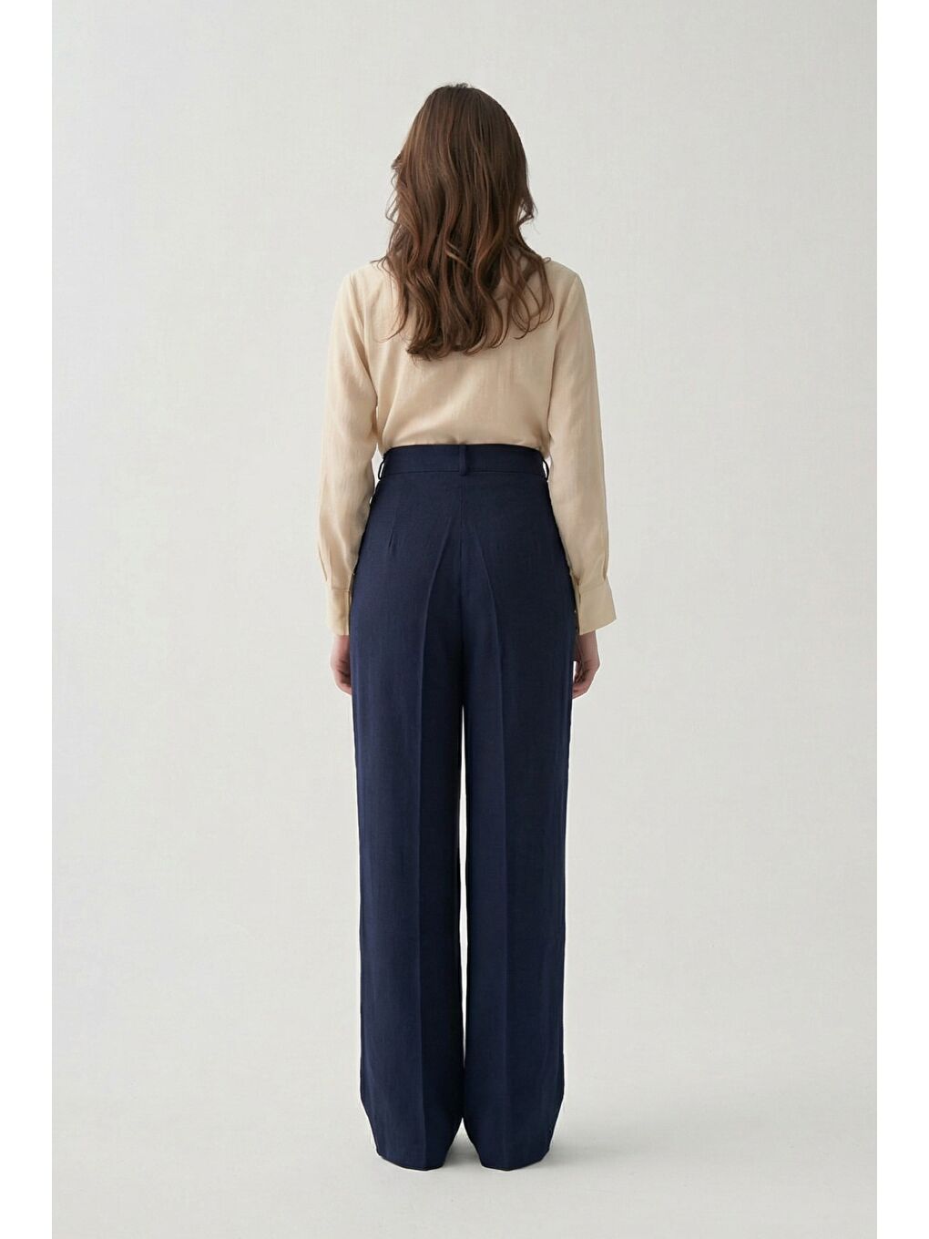 Lacivert-Keten Palazzo Pantolon-2