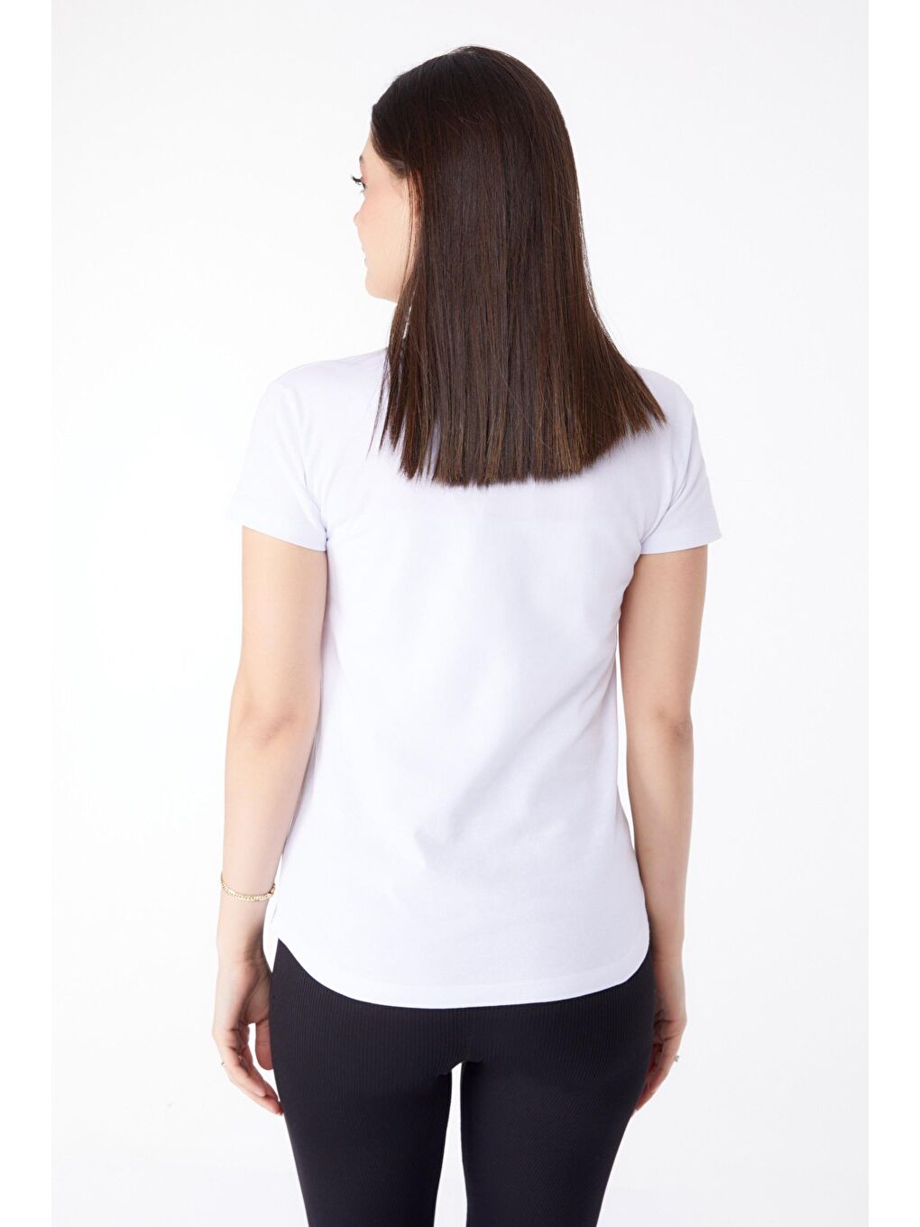 Orta Kadın Beyaz V Yaka Tişört- 25326-4