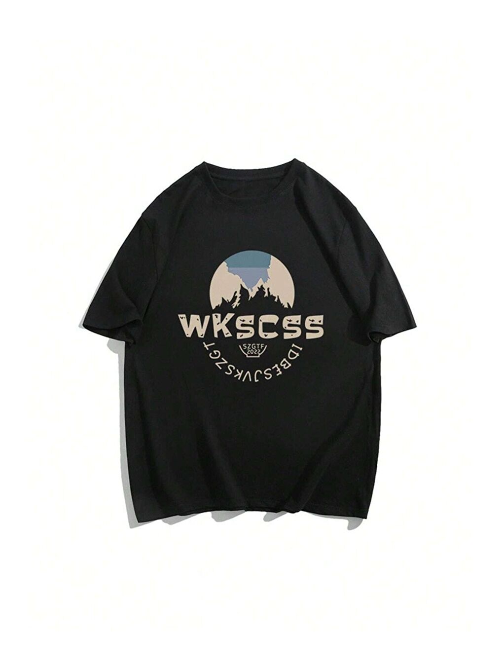 Kadın Siyah Wkscss Baskılı Oversize Tişört-2