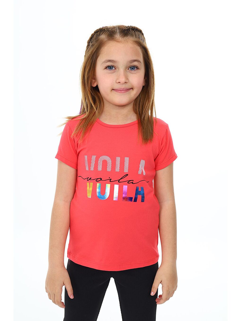 Kırmızı Kız Çocuk Yazı Baskılı T-Shirt 3-13 Yaş Zu109-1