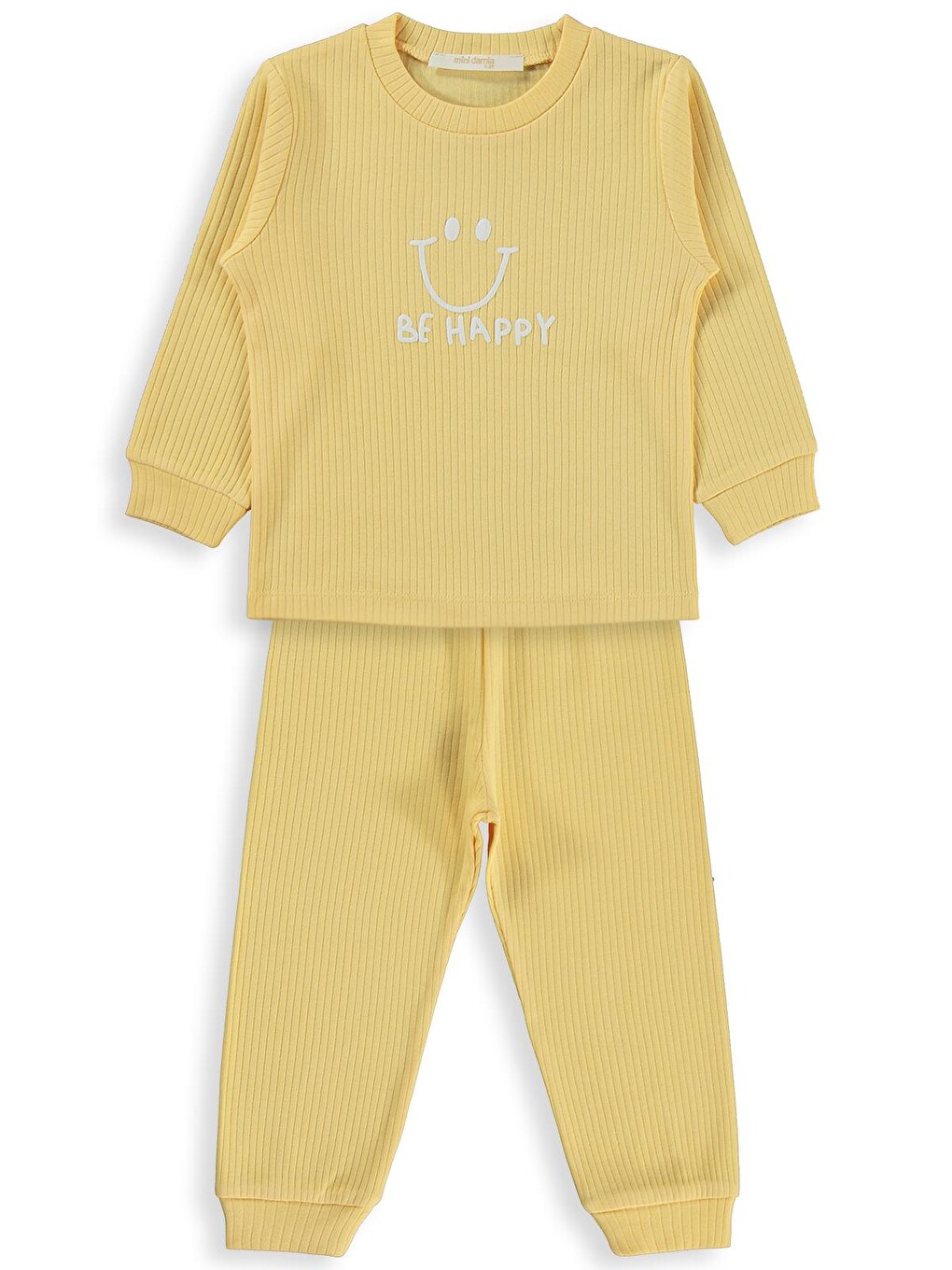 Gülen Yüz Baskılı 1-7 Yaş Pijama Takımı - Sarı