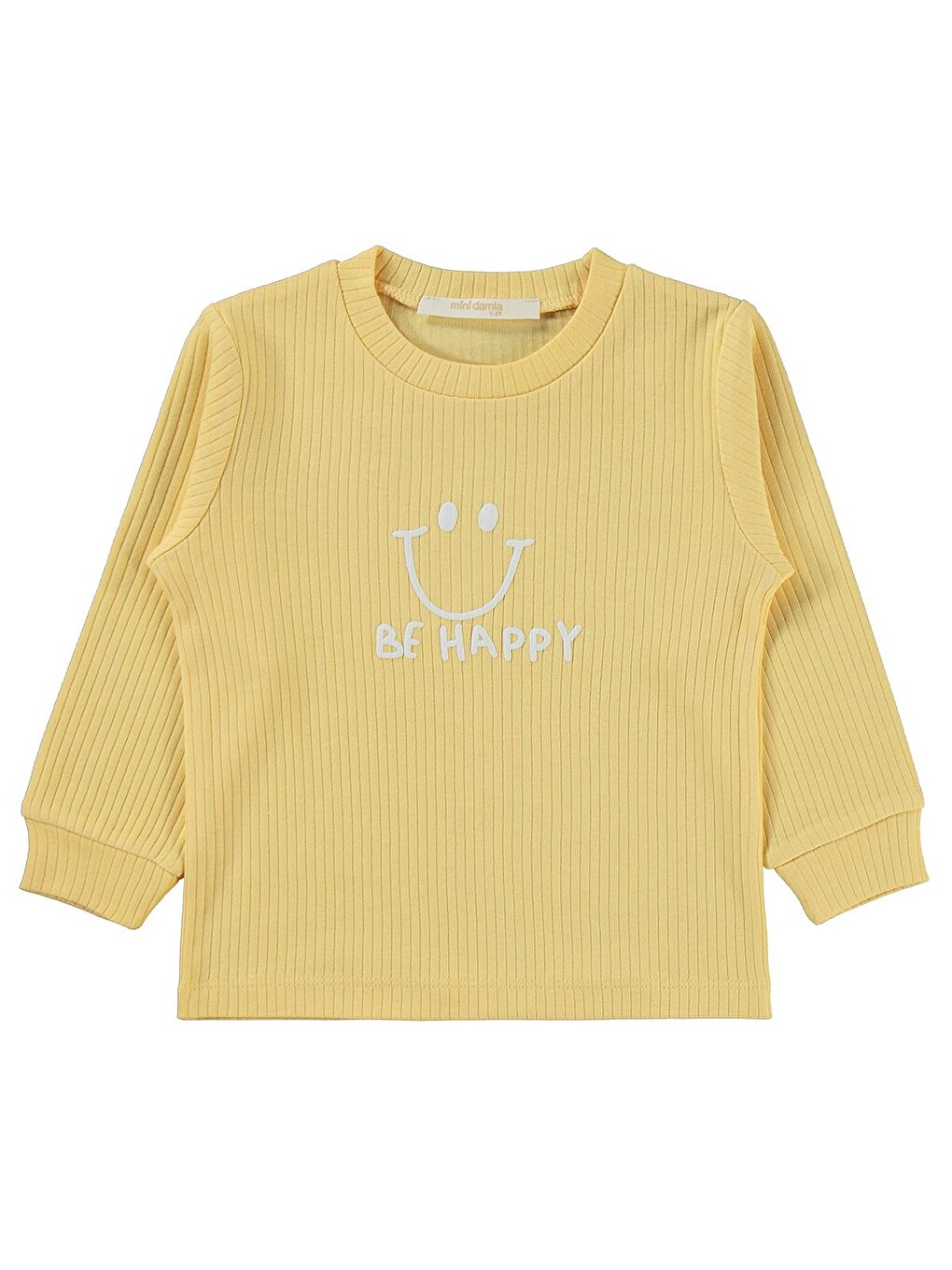 Gülen Yüz Baskılı 1-7 Yaş Pijama Takımı - Sarı-3