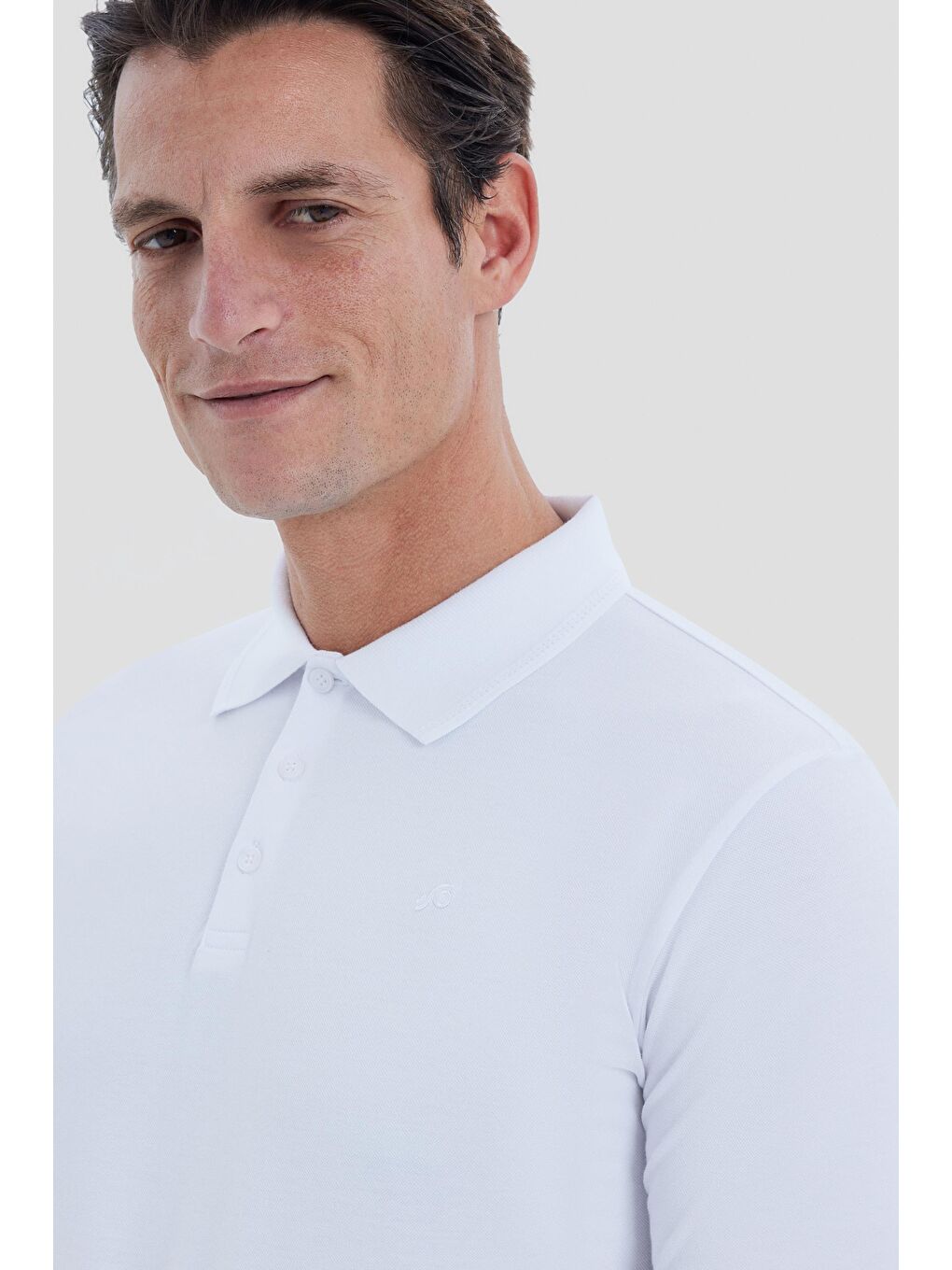Beyaz Regular Fit Polo Yaka Erkek T-Shirt-3
