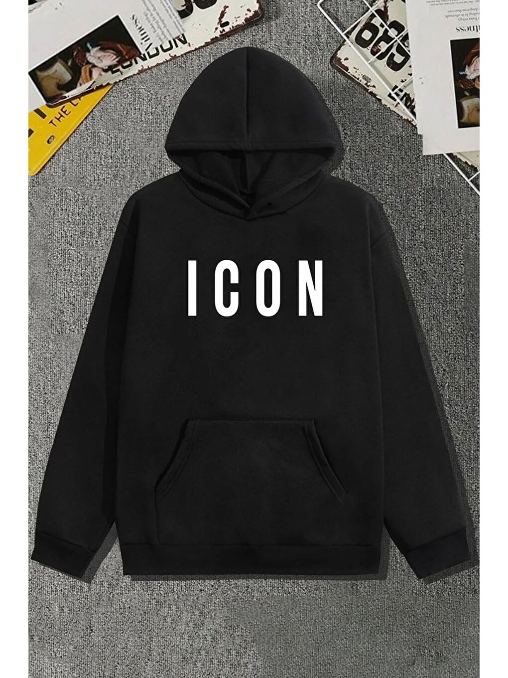 uyguntarz Siyah Unisex Icon Baskılı Sweatshirt